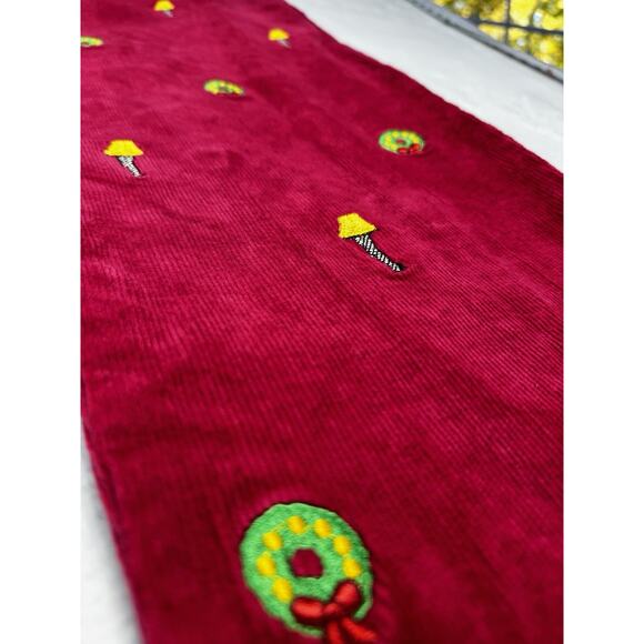 Castaway Nantucket Island Corduroy Pants 40x30 Red Embroidered Holiday Preppy Am - Picture 3 of 9